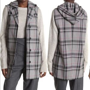 3.1 Phillip lim plaid dropped armhole hooded vest size XS oversized fit, NWT